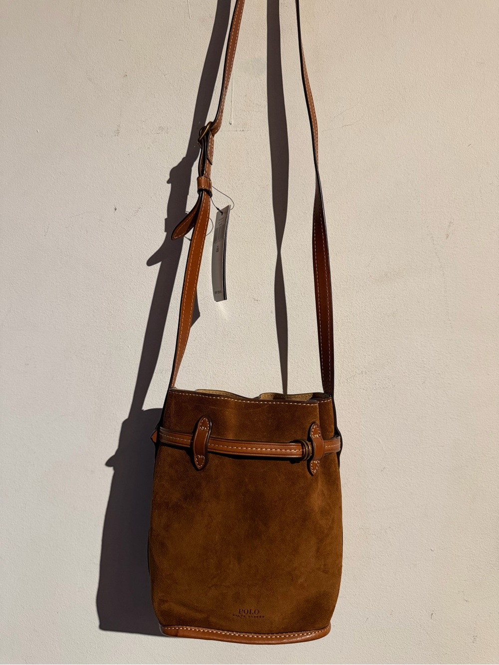 Polo by Ralph Lauren Brown Suede Bucket Shoulder Bag